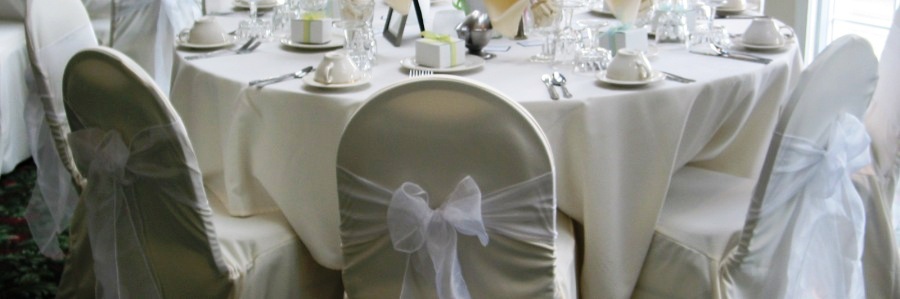  Ivory Chair cover with white sash